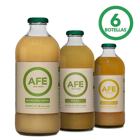 PACK DE 6 BOTELLAS JUGO AFE 1L - SURTIDO MANZANA VERDE, PERA Y MEMBRILLO