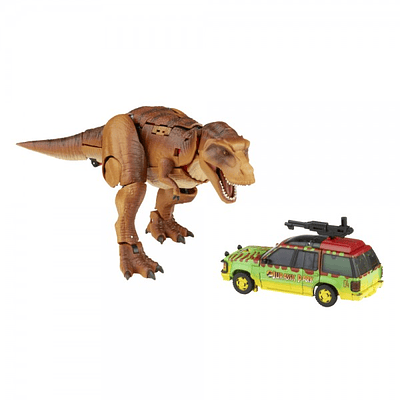 FIGURA FAN TRANSFORMERS JURASSIC PARK TYRANNOCON REX Y AUTOBOT JP93