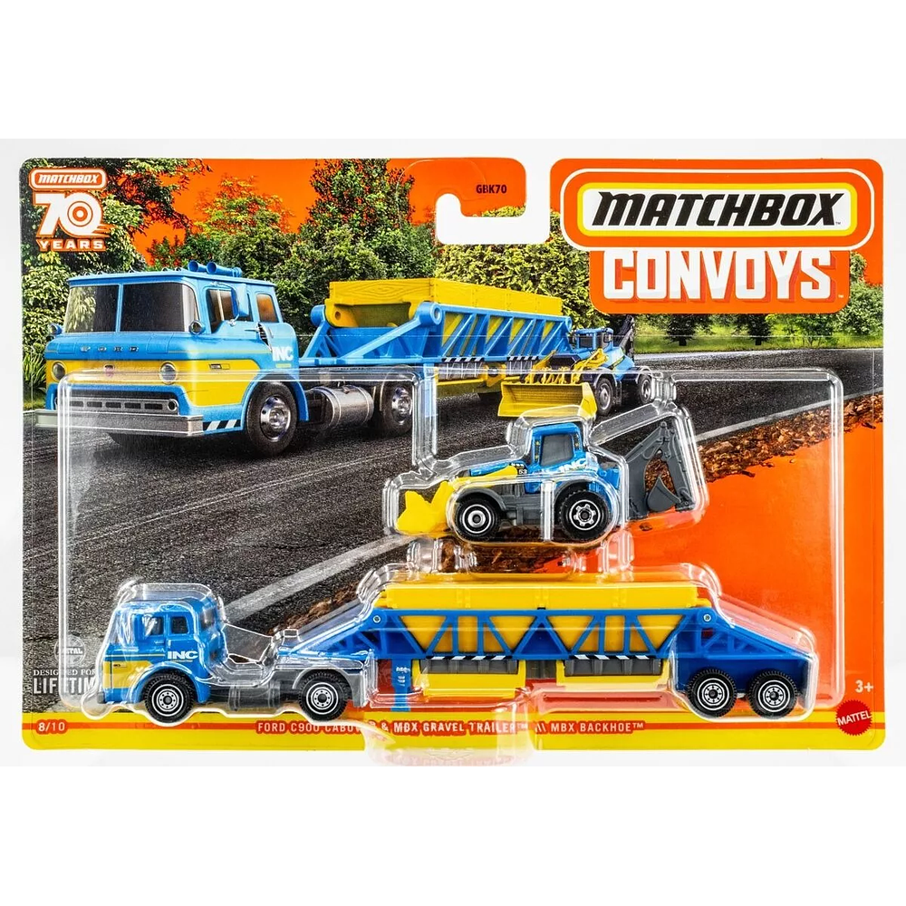 Ford C900 Cabover Trailer Retroexcavadora Convoys Matchbox