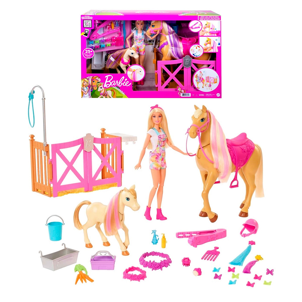 BARBIE CON CABALLO PEINADOS DIVERTIDOS