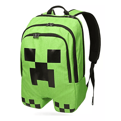 Mochila Escolar Minecraft Para Niños Creeper Color Verde