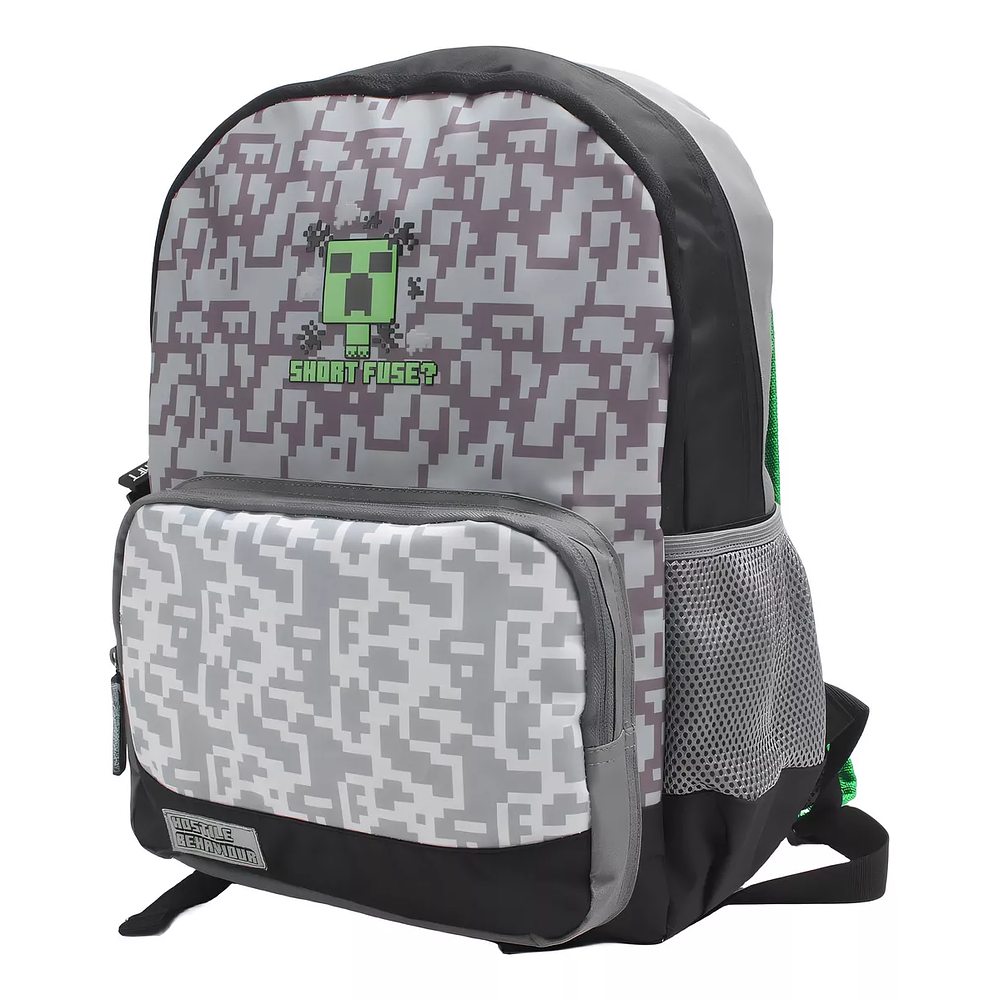 Mochila Escolar Minecraft Creeper Short Fuse - Intek Diseño De La Tela Liso