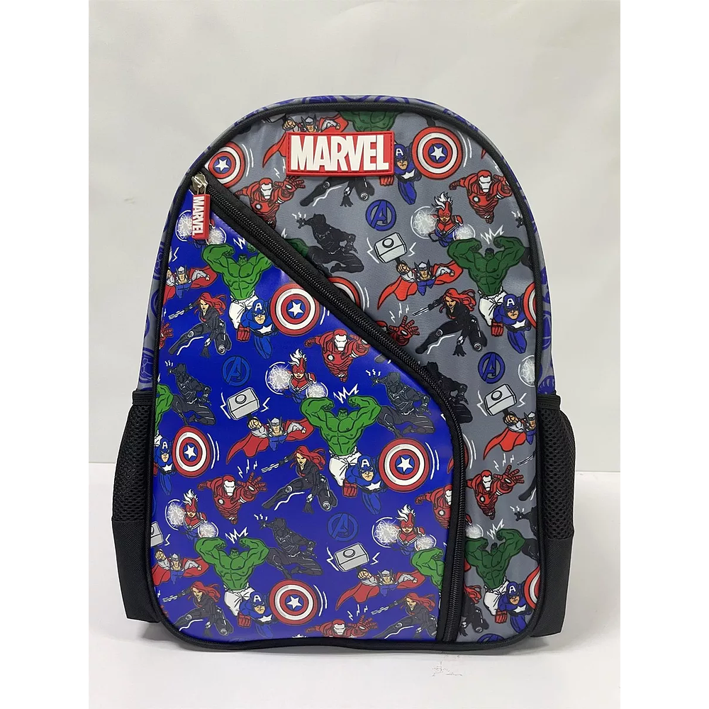 Mochila Escolar Avengers  Color Azul Diseño Liso