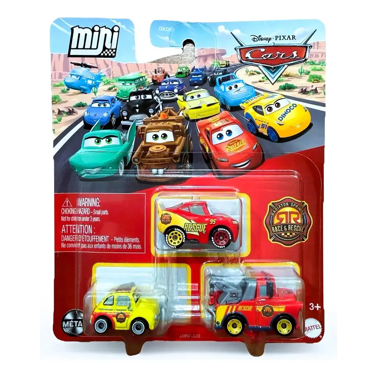 Pixar Cars - Mini Racers pack racer y recue luigi , mcqueen