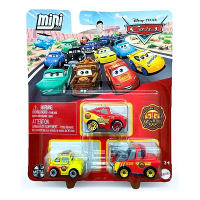 Pixar Cars - Mini Racers pack racer y recue luigi , mcqueen y mate 