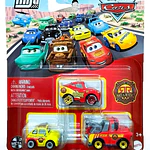Pixar Cars - Mini Racers pack racer y recue luigi , mcqueen y mate 