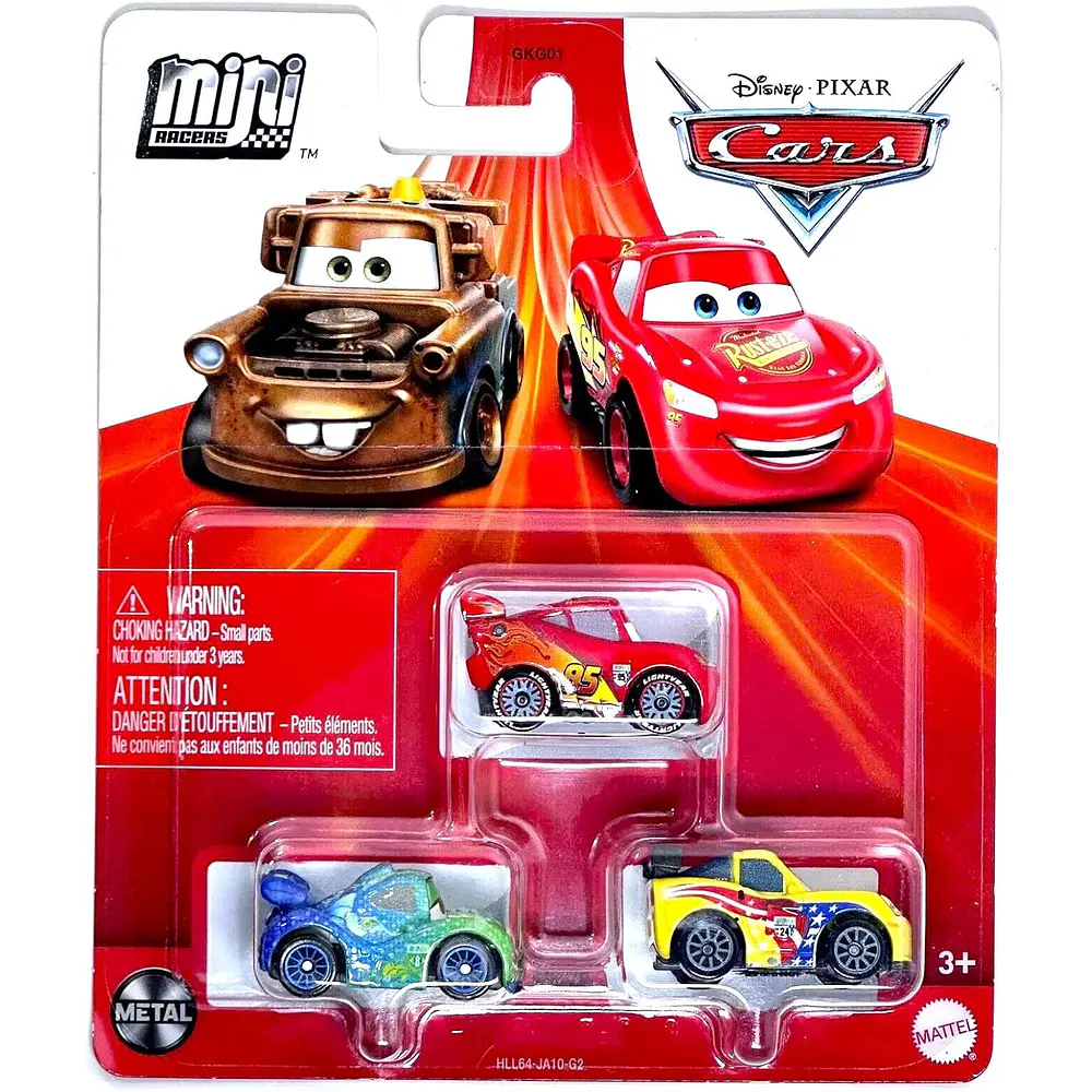 Pixar Cars - Mini Racers pack Jeff Gorvette, Lightning McQueen  Carla Veloso