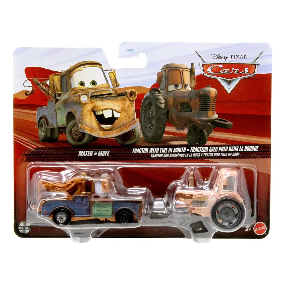 Cars Disney Pixar Pack of 2 Metal Cars 1:55 -Mate Y Tractor C/ Neumático En Boca