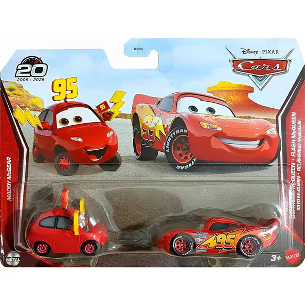 Cars Disney Pixar Pack of 2 Metal Cars 1:55 Maddy McGear & Lightning McQueen