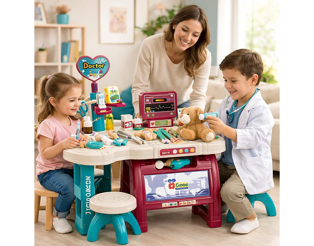 Centro Médico Infantil de 28 Piezas  - Juego de Doctor para Niños y Niñas