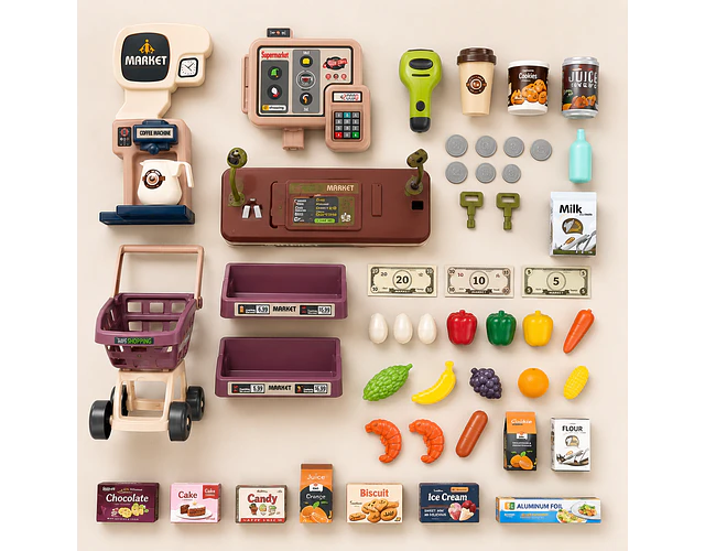 Supermercado de Juguete con 60 Accesorios -Juego Educativo Infantil