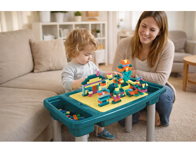Mesa Didáctica Multiuso Set 128 Bloques 2x1