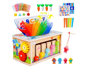 Caja De Pañuelos De Madera Montessori Multifunción 6 En 1