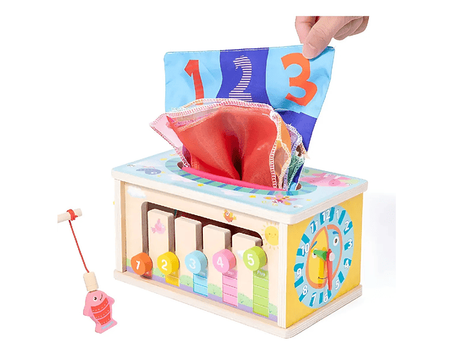 Caja De Pañuelos De Madera Montessori Multifunción 6 En 1