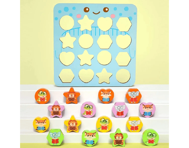 Juego lógica con formas y colores geométricos de  Animales