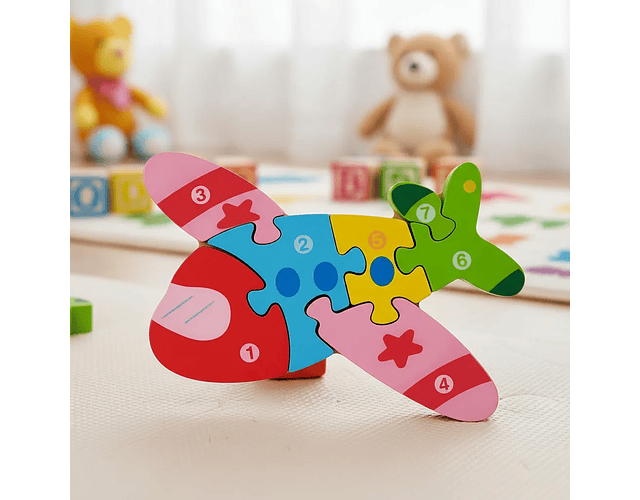 Puzzle Encaje de Madera 7 Piezas Avión