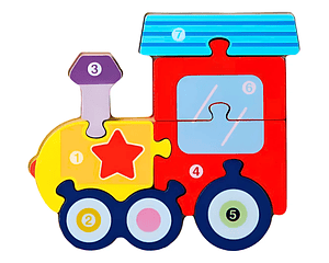 Puzzle Encaje de Madera 7 Piezas Tren