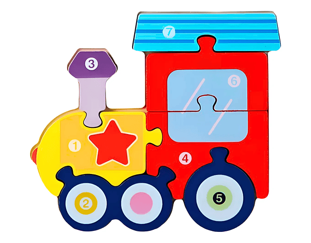Puzzle Encaje de Madera 7 Piezas Tren