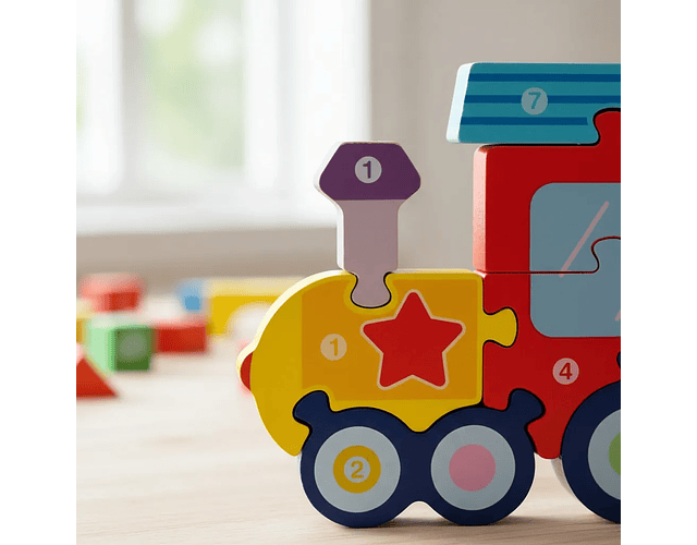 Puzzle Encaje de Madera 7 Piezas Tren