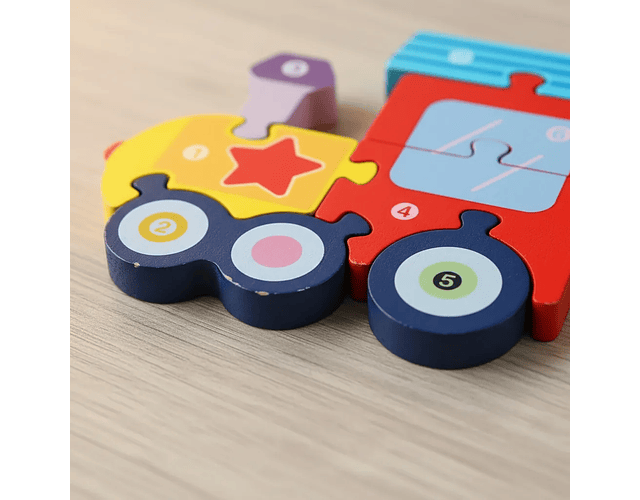 Puzzle Encaje de Madera 7 Piezas Tren