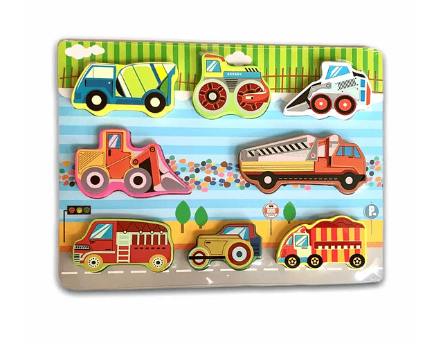 Puzzle Encaje De Madera Medios de Transporte de Carga 