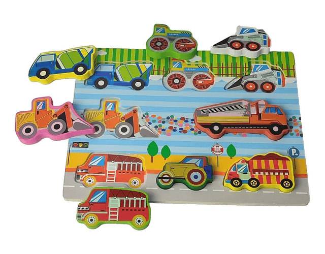 Puzzle Encaje De Madera Medios de Transporte de Carga 