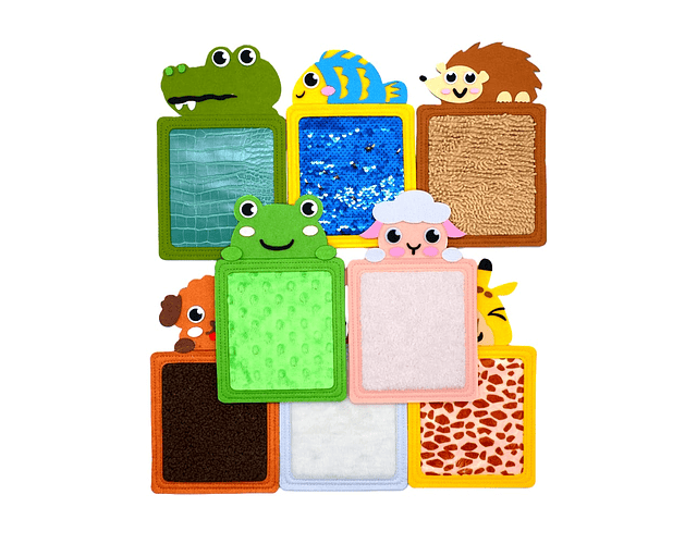 Set 8 alfombrillas sensoriales con diseños de animales. 