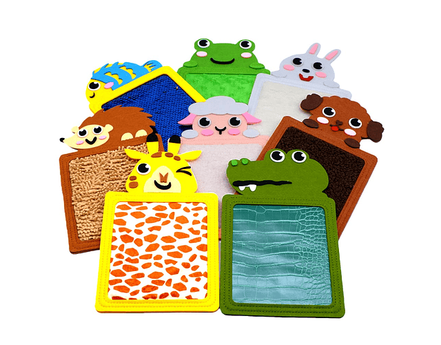 Set 8 alfombrillas sensoriales con diseños de animales. 