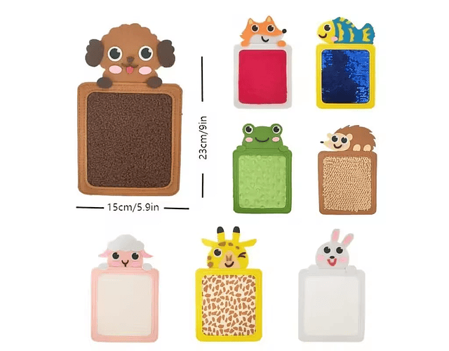 Set 8 alfombrillas sensoriales con diseños de animales. 