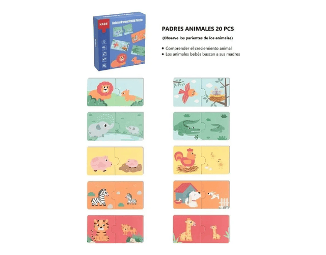 Puzzle asociación Animales Padre-Hijo