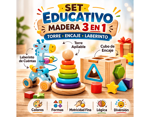 Set Juguetes De Madera Para Niños Montessori