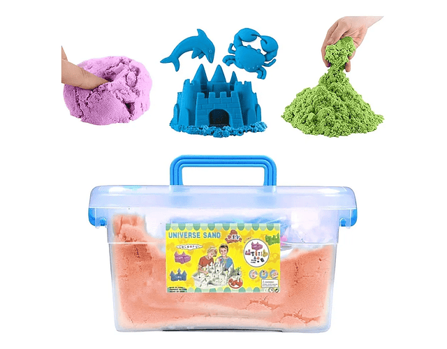 Arena Mágica 1 Kg Con  Accesorios (Moldes Y Piscina Inflable) 