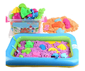 Arena Mágica 1 Kg Con  Accesorios (Moldes Y Piscina Inflable) 