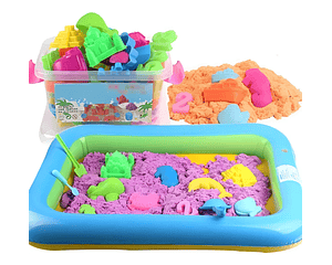 Arena Mágica 1 Kg Con  Accesorios (Moldes Y Piscina Inflable) 