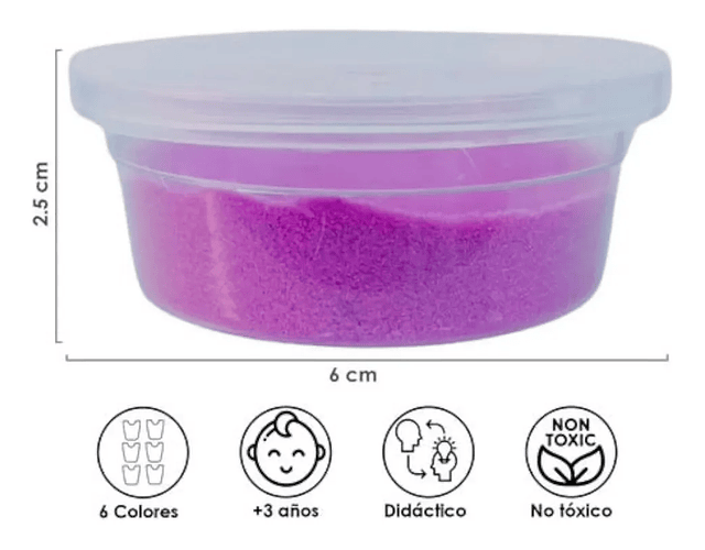 Pack 12 Arena Mágicas de Colores + Moldes Animalitos