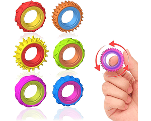 Set 6 Anillos Giratorios con Texturas  Antiestrés 