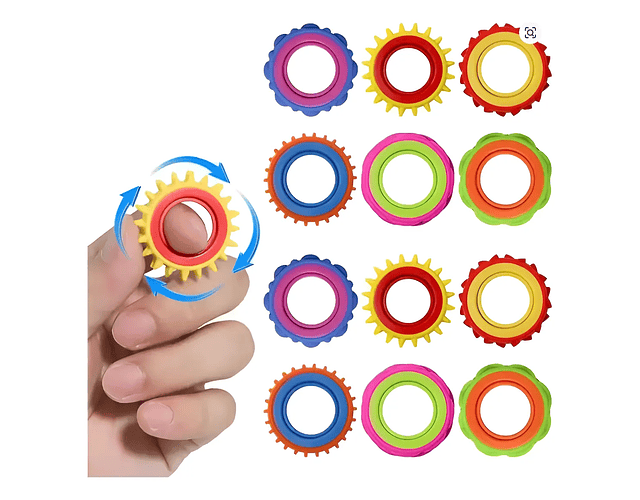 Set 6 Anillos Giratorios con Texturas  Antiestrés 