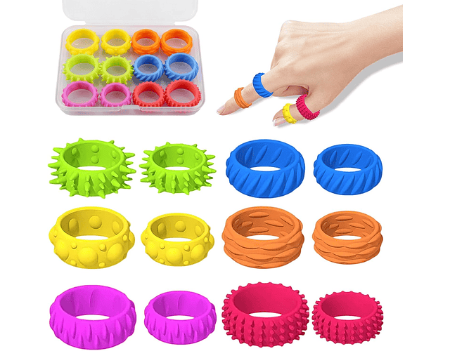 Pack 12 Anillos Sensoriales Fidget Toy Antiestrés Niños