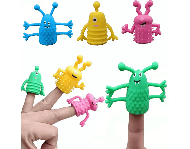 Títeres De Dedo Monstruos Antiestrés Para Niños Pack 10 Unid