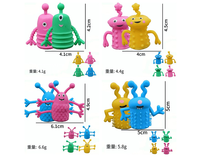 Títeres De Dedo Monstruos Antiestrés Para Niños Pack 10 Unid