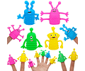 Títeres De Dedo Monstruos Antiestrés Para Niños Pack 10 Unid
