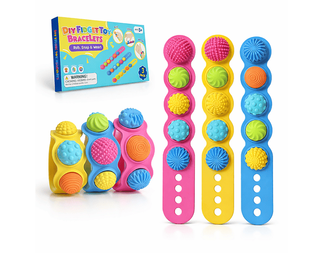 Pack 3 Pulseras Sensoriales Giratorias Antiestrés 