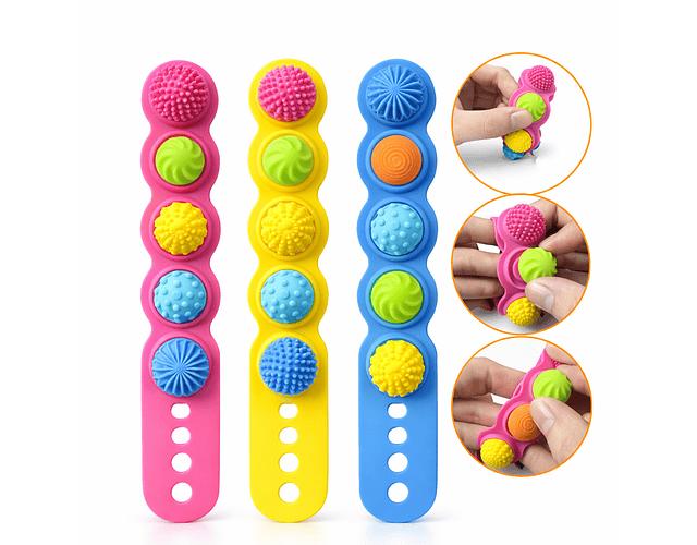 Pack 3 Pulseras Sensoriales Giratorias Antiestrés 