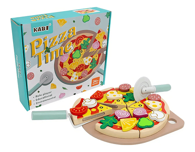 Juego De Pizza Madera Didáctico Kabi