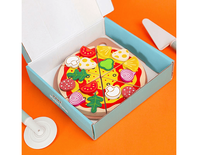 Juego De Pizza Madera Didáctico Kabi