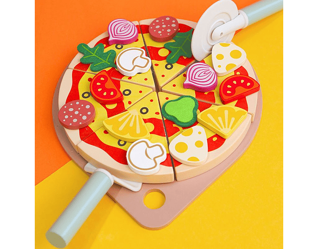 Juego De Pizza Madera Didáctico Kabi