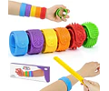 Pack 6 Pulseras Sensoriales Slap Texturizadas Antiestrés