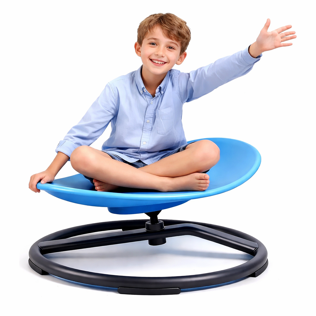 Silla Giratoria Sensorial Para Niños, Base Antideslizante Y Rotación Suave, Ideal Para Equilibrio Y Coordinación, Color Gris