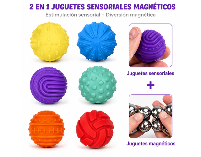 Pack 6 Unidades Pelotas Magnéticas Antiestrés Sensoriales