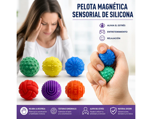 Pack 6 Unidades Pelotas Magnéticas Antiestrés Sensoriales